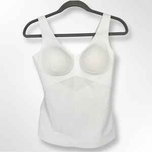 Honeylove LiftWear Bra Shapewear Tank Top Wireless Removable Cups White M Medium